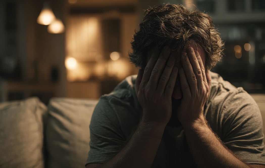 Man appearing to be in despair